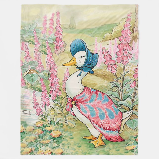 Jemima Puddle duck by the pond Fleece Blanket (Front)