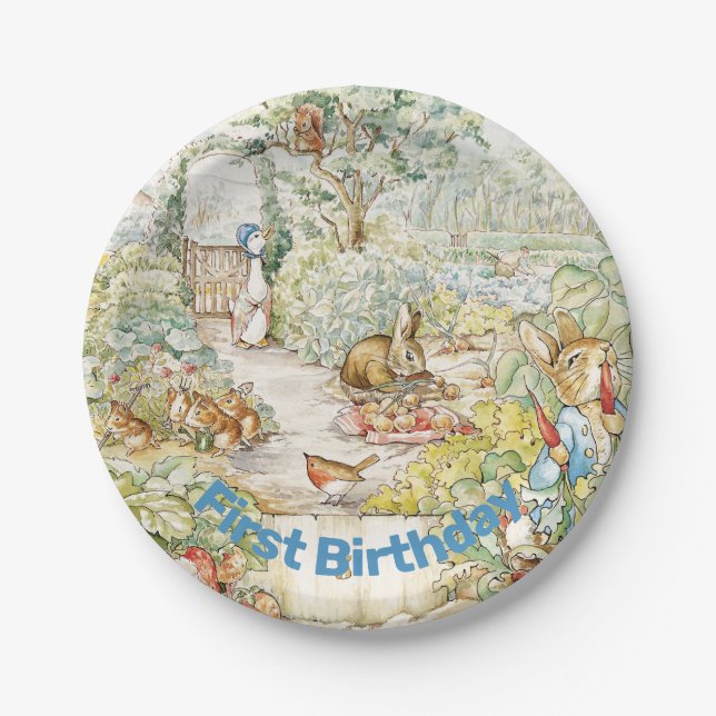 Jemima Puddle Duck First birthday Paper Plate (Front)