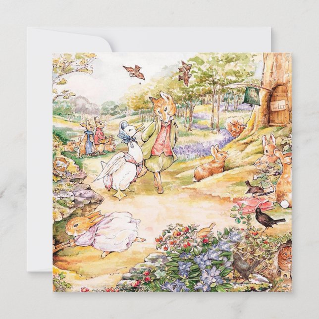 Jemima Puddle Duck taking a walk with Mr. Fox    Invitation (Front)