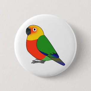 Jenday conure parrot cartoon drawing 2 inch round button