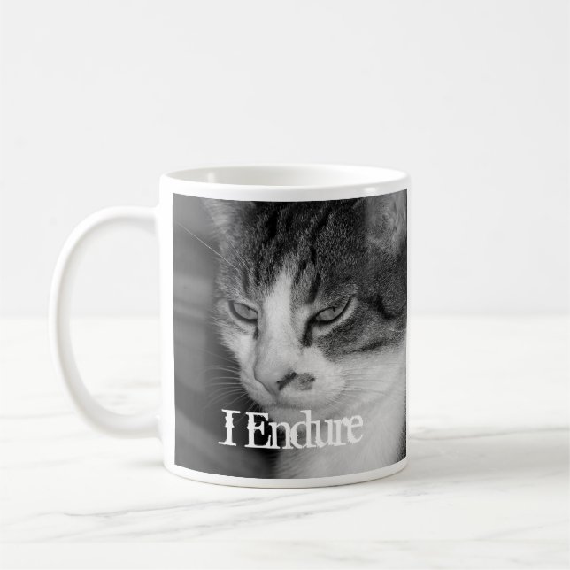 "J'Endure" Crabby Cat Mug (Gauche)