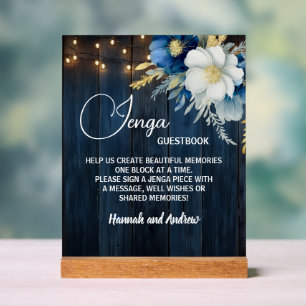 Jenga Mariage Livre d'or Chaîne Lumières Florales