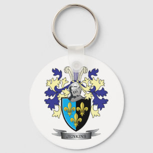 Jenkins Family Crest Coat of Arms Keychain