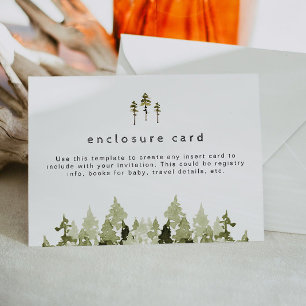 JENNA Rustic Watercolor Pine Enclosure Card