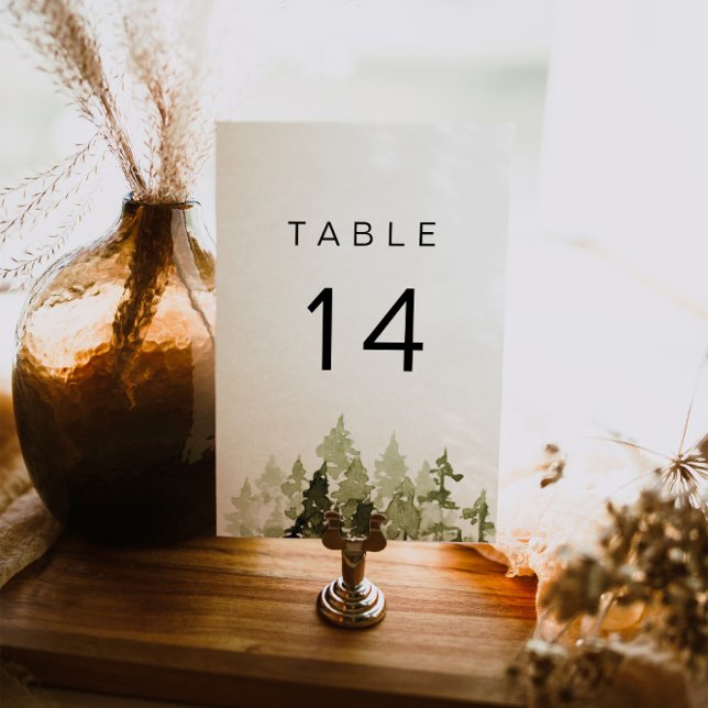 JENNA Rustic Watercolor Pine Tree Table Numbers (Creator Uploaded)