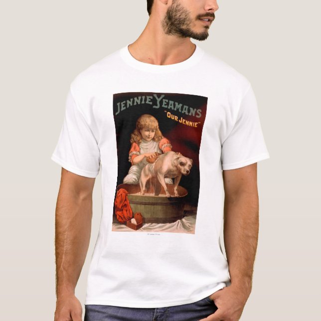 Jennie Yeamans "Our Jennie" Girl Washing Dog T-Shirt (Front)
