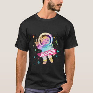 Jennifer - Adorable Girl Name With Cute Astronaut T-Shirt