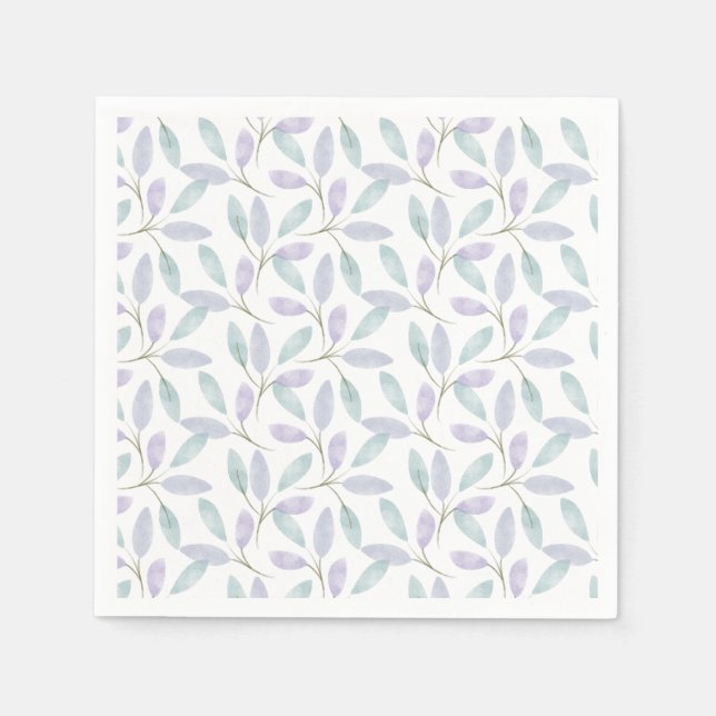 Jennifer Collection Watercolor Leaves Napkin (Front)