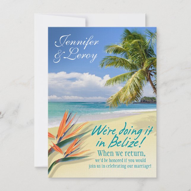 Jennifer EMERALD WATERS Belize reception (linen) Invitation (Front)