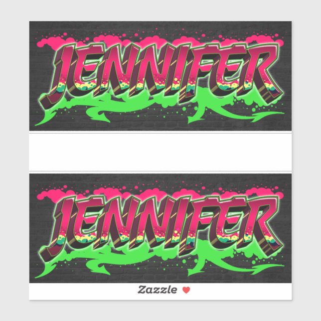 Jennifer First Name Graffiti Sticker (Sheet)