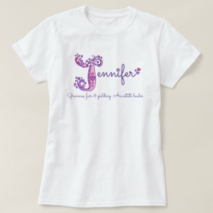 Jennifer girls J name meaning monogram shirt