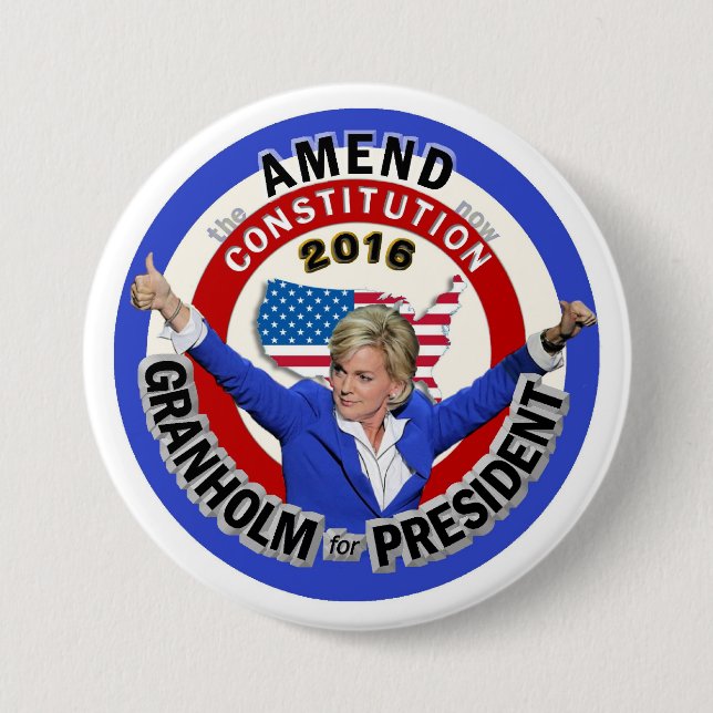 Jennifer Granholm for President 2016 3 Inch Round Button (Front)
