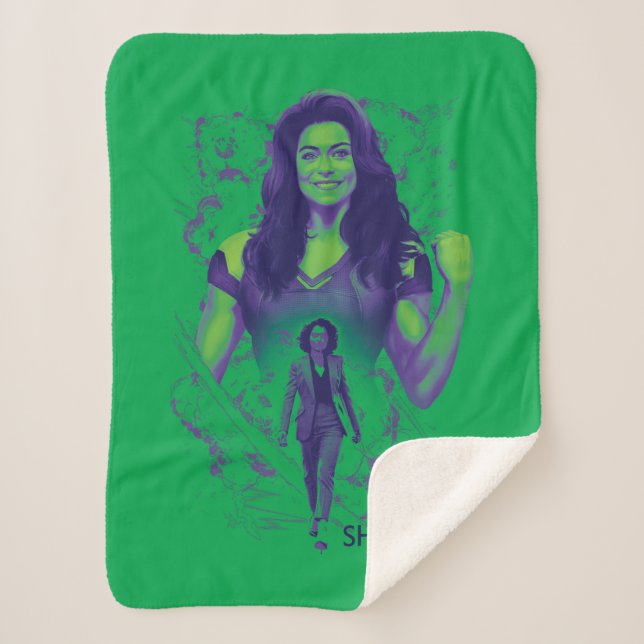Jennifer Walters She-Hulk Explosive Graphic Sherpa Blanket (Front)