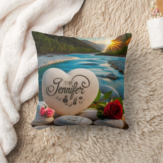 Jennifer's River Sunset Throw Pillow
