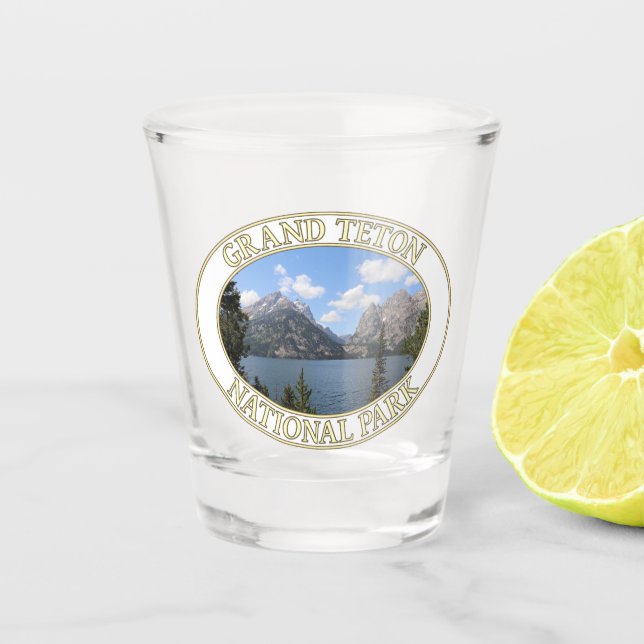 Jenny Lake at Grand Teton National Park in Wyoming Shot Glass (Front)