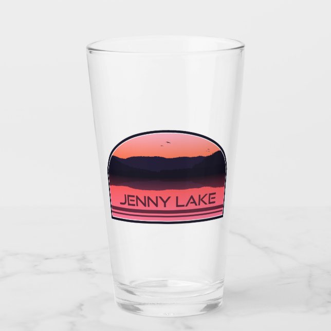 Jenny Lake Grand Teton National Park Red Sunrise Glass (Front)
