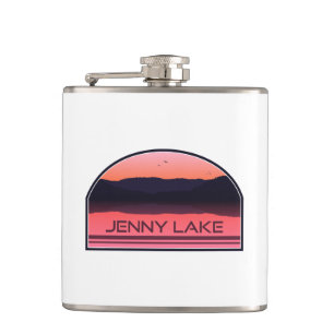Jenny Lake Grand Teton National Park Red Sunrise Hip Flask