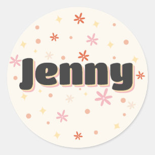 Jenny name cute design classic round sticker