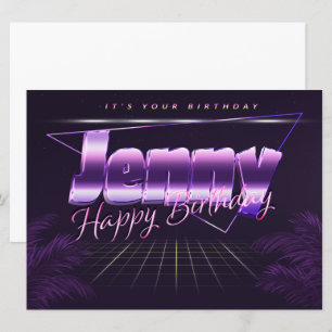 Jenny Name Prénom lila retro Carte Anniversaire