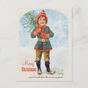 Jenny Nyström Boy with a Christmas tree Holiday Postcard