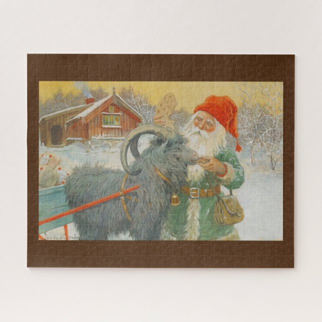 Jenny Nystrom, Santa and the Sled Goat - Christmas Jigsaw Puzzle (Horizontal)