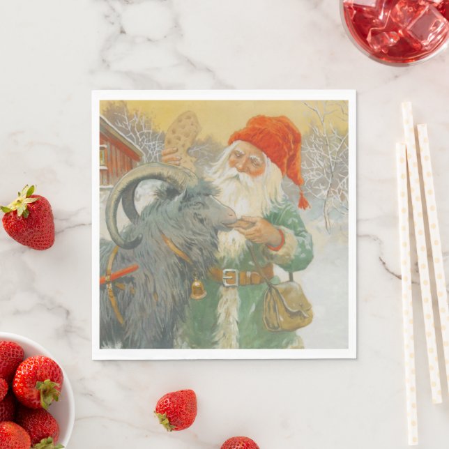 Jenny Nystrom - The Sled Goat - Christmas Napkin (Insitu)