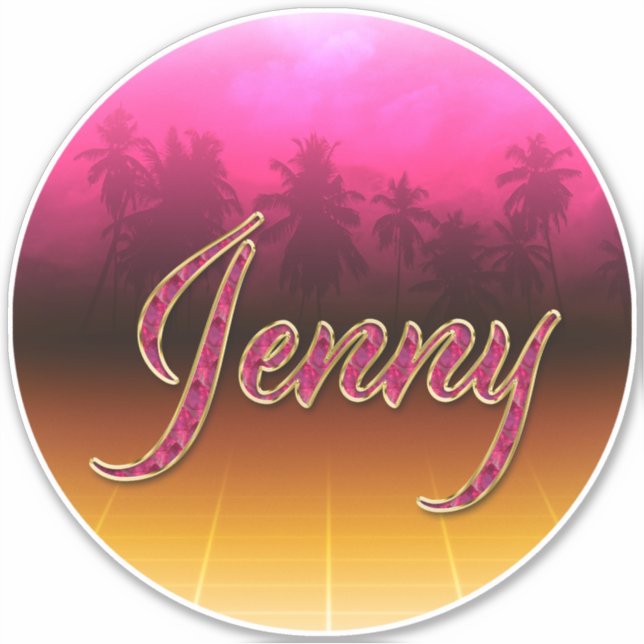 Jenny Prénom Golden Pink Autocollants (Devant)