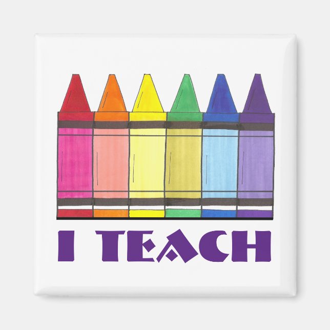 J'Enseigne Rainbow Crayons École enseignant Magnet (Devant)