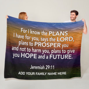 Jer 29v11 I KNOW THE PLANS Christian Bible Family Fleece Blanket