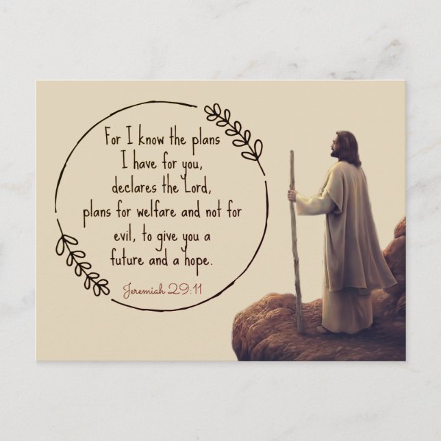 Jeramiah 29 Christian Bible Scripture God Postcard (Front)