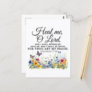 Jeremiah 17:14 Healing Bible Verse Wildflowers Postcard