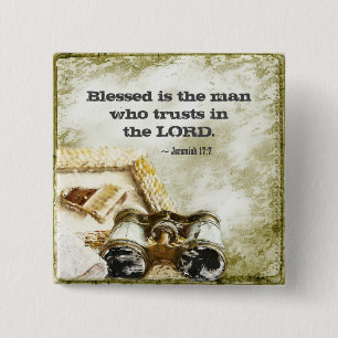 Jeremiah 17:7 Blessed the Man who Trusts the Lord 2 Inch Square Button