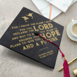 Jeremiah 29:11 Bible Verse Black & Gold Doves Graduation Cap Topper<br><div class="desc">Jeremiah 29:11 Bible Verse Black & Gold Doves Graduation Cap Topper</div>