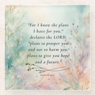 Jeremiah 29:11 Bible Verse Image Glass Coaster