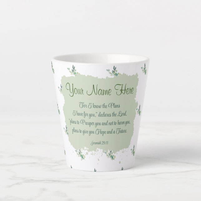 Jeremiah 29:11 Bible Verse Personalize Latte Mug (Front)
