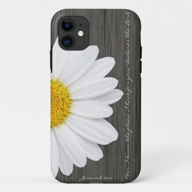 Jeremiah 29:11 Bible Verse, Rustic Daisy Case-Mate iPhone Case (Back)
