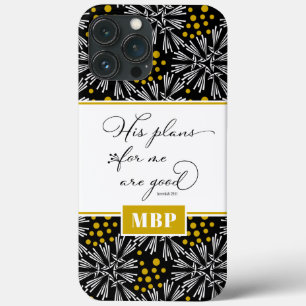Jeremiah 29:11 Black & Gold Abstract iPhone 13 Pro Max Case