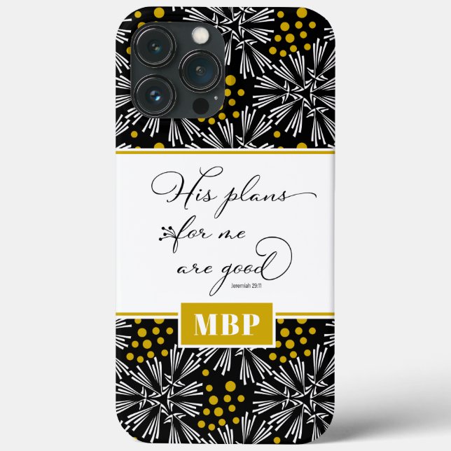 Jeremiah 29:11 Black & Gold Abstract Case-Mate iPhone Case (Back)