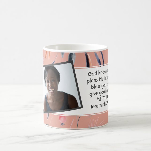 JEREMIAH 29:11 Christian Photo Template PINK Coffee Mug (Center)