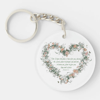 Jeremiah 29:11 Floral Heart Keychain