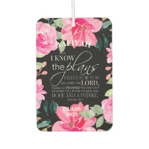 Jeremiah 29:11 Floral Personalize Tassel Topper Air Freshener