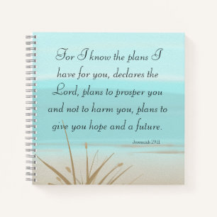 Jeremiah 29:11 - For I know the Plans Aqua Beach Notebook