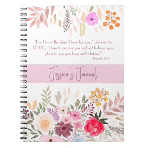 Jeremiah 29:11 - For I know the Plans Pink Floral Notebook