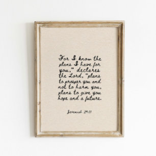 Jeremiah 29:11 For I know the plans Poster
