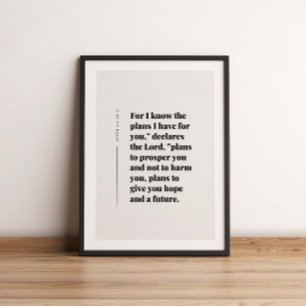 Jeremiah 29:11 For I know the plans Poster