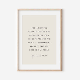 Jeremiah 29:11 For I know the plans Poster