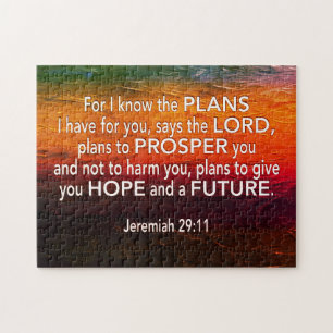 Jeremiah 29:11 FOR I KNOW THE PLANS Red Christian Jigsaw Puzzle