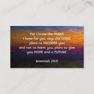 Jeremiah 29:11   FOR I KNOW THE PLANS Scripture Business Card
