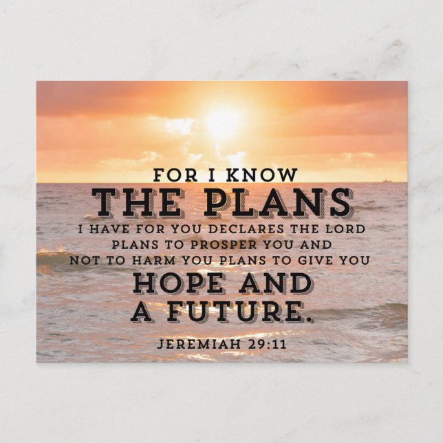 Jeremiah 29:11 For I know the Plans Sunrise Postcard (Front)