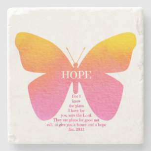 Jeremiah 29:11 Hope Butterfly Marble Stone Coaster